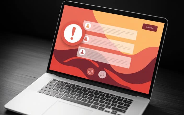 Écran de support client suspect rouge