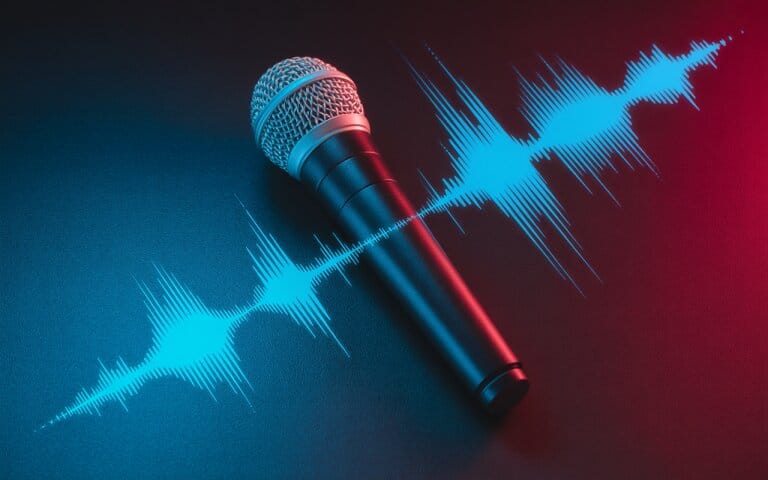 Microphone sombre avec ondes sonores numériques