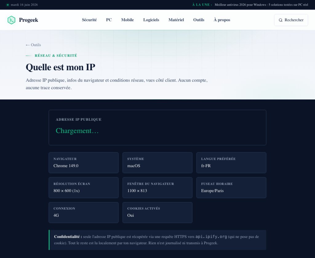 Aperçu de l’outil Quelle est mon IP