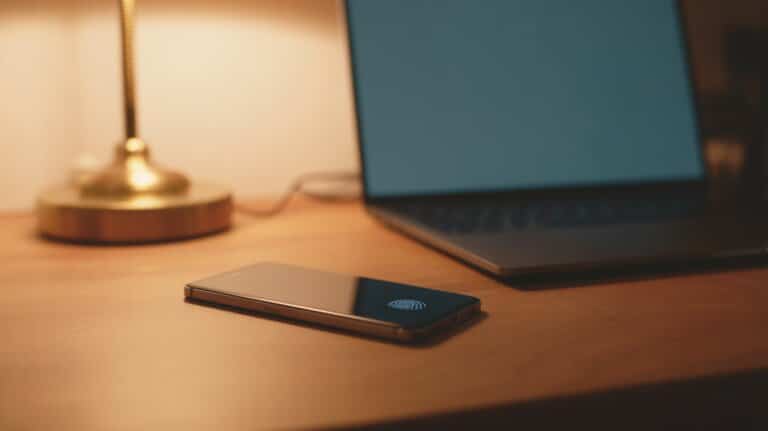 Smartphone avec capteur d’empreinte et laptop authentification passkey